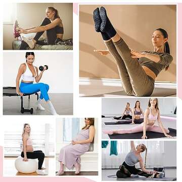 lilisilk 6 Pairs Pilates Socks with Grips for Women-Non-Slip Yoga Socks for Ballet Dance Barefoot Workout Pregnant Crew Socks