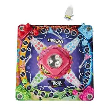 Trouble: DreamWorks Trolls World Tour Edition Board Game for Kids Ages 5 and Up; Includes Tiny Diamond Figure with Hair, Model:E8906