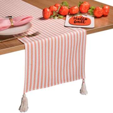 Folkulture Table Runner 90 Inches Long with Tassels, Wedding Table Decor, 100% Cotton Farmhouse Styl...
