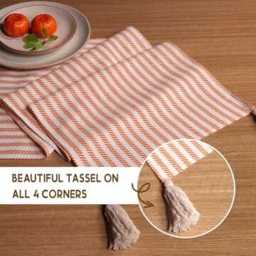 Folkulture 90-Inch Cotton Table Runner with Tassels