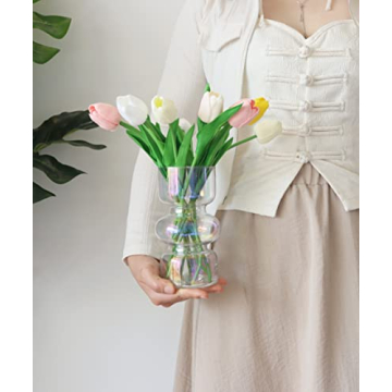 JSPYFITS Colored Glass Bubble Vase for Home Decor