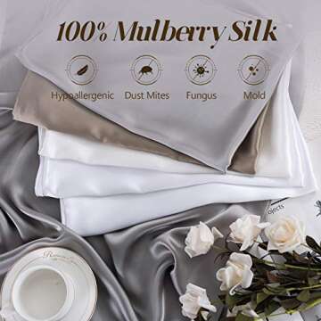 100% Natural Pure Silk Pillowcase for Hair and Skin, Both Side 19mm, Hypoallergenic, 600 Thread Count, Hidden Zipper Design (Taupe, Standard Size)