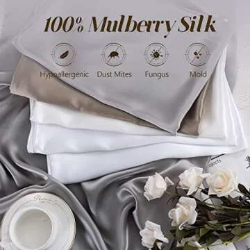 100% Natural Pure Silk Pillowcase for Hair and Skin, Both Side 19mm, Hypoallergenic, 600 Thread Count, Hidden Zipper Design (Taupe, Standard Size)