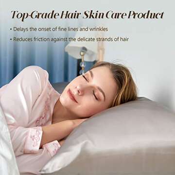 100% Natural Pure Silk Pillowcase for Hair and Skin, Both Side 19mm, Hypoallergenic, 600 Thread Count, Hidden Zipper Design (Taupe, Standard Size)