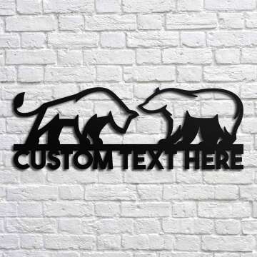 Custom Bull and Bear Metal Wall Art for Investors