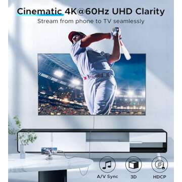 WARRKY USB C to HDMI Cable 4K 60Hz[Anti-Interference Gold-Plated Plugs] Aluminum Type-C to HDMI 2.0 ...