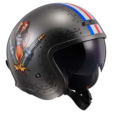 LS2 Helmets Open Face Spitfire Spark Helmet (Brushed Alloy - Large)