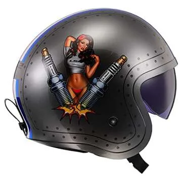 LS2 Helmets Open Face Spitfire Spark Helmet (Brushed Alloy - Large)