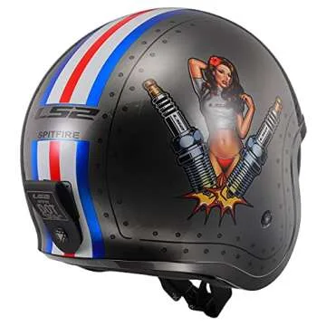 LS2 Helmets Open Face Spitfire Spark Helmet (Brushed Alloy - Large)