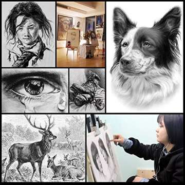 29 Pieces Professional Sketching & Drawing Art Tool Kit With Graphite Pencils, Charcoal Pencils, Paper Erasable Pen, Craft Knife-Lightwish (without Sketchbook, with Canvas Rolling Pouch）…