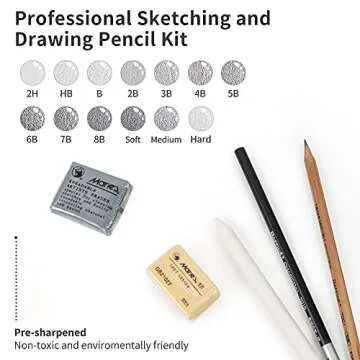 29 Pieces Professional Sketching & Drawing Art Tool Kit With Graphite Pencils, Charcoal Pencils, Paper Erasable Pen, Craft Knife-Lightwish (without Sketchbook, with Canvas Rolling Pouch）…