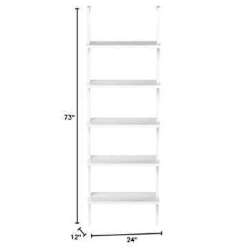 Nathan James Theo 5-Shelf Modern Bookcase White