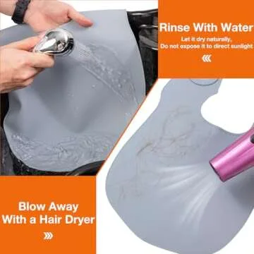 Noverlife Large Hair Dye Collar, Waterproof Weighted Front Hair Collar Barber Hair Dye Collar, Silicone Hair Cutting Shawl, Rubber Neck Wrap Neck Guard, Salon Hairdressing Hair Cutting Pad - Gray