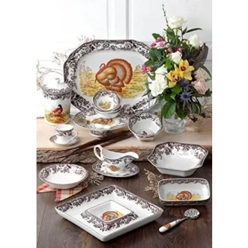 Spode Woodland Turkey Soup Bowls - Elegant Thanksgiving Dinnerware