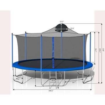 Awlstar 1000 LBS 14FT Outdoor Trampoline with Basketball Hoop & Safety Enclosure Net -ASTM Approved,...
