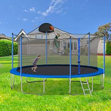 Awlstar 14FT Outdoor Trampoline with Safety Net and Hoop