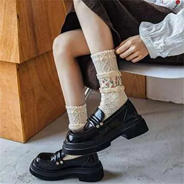 Comfortable Vintage Floral Cotton Socks for Women