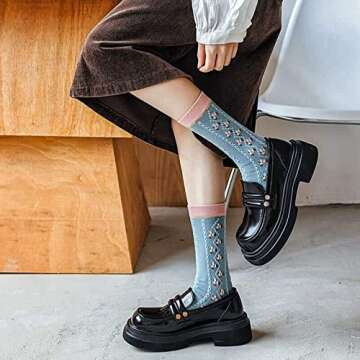 Comfortable Vintage Floral Cotton Socks for Women