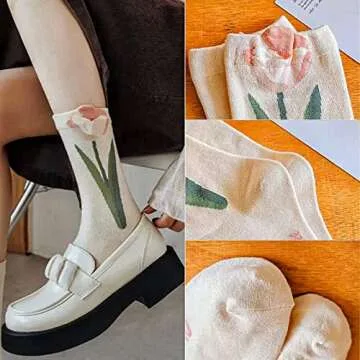 Comfortable Vintage Floral Cotton Socks for Women