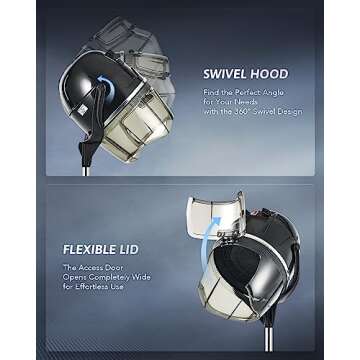 CO-Z 1300W Black Hooded Hair Dryer with Stand, Adjustable Height, 360 Swivel, Wheels, Temperature Timer, Safe Use