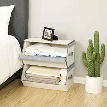 SONGMICS Stackable Storage Bins with Lids for Clothes and Toys