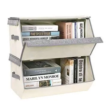 SONGMICS Stackable Storage Bins with Lids for Clothes and Toys