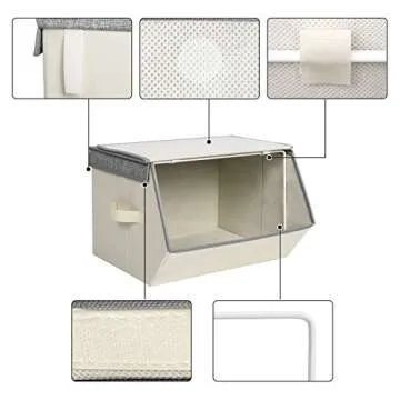 SONGMICS Stackable Storage Bins with Lids for Clothes and Toys