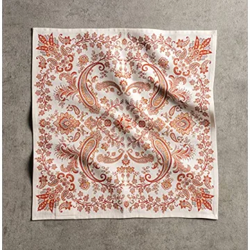 Maison d' Hermine Napkin 100% Cotton Set of 4 Cloth Napkin Decorative Washable Napkins for Gifts, Home, Kitchen, Dining, Party & Camping, Cachemire - Thanksgiving/Christmas (20”X20”)