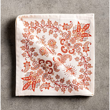 Maison d' Hermine Napkin 100% Cotton Set of 4 Cloth Napkin Decorative Washable Napkins for Gifts, Home, Kitchen, Dining, Party & Camping, Cachemire - Thanksgiving/Christmas (20”X20”)