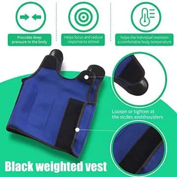 Galagee Sensory Compression Vest for Children- Weighted Vest for Kids with Sensory Issues,Autism, ADD, ADHD, Ages 5-9 (Middle) Blue