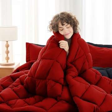 MUXHOMO 7 Pieces Queen Comforter Set, Reversible Bed in a Bag Queen Size, All Season Bedding Set wit...