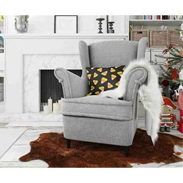 ROOLAYS Decorative Throw Square Pillow Case Cover 18X18Inch,Cotton Cushion Covers Halloween Candy Corn Happy Halloween Pattern Both Sides Printing Invisible Zipper Home Sofa Decor Pillowcase,Peach Red