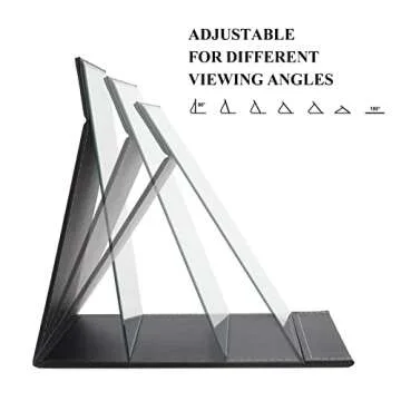 ZBEIVAN 12x9 Inches Extra Large Portable Folding Makeup Mirror, Frameless PU Leather Vanity Mirror with Stand for Desk Table Camping Travel Personal, Black