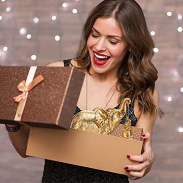 ZJ Whoest Elephant Statue. Gold Elephant Decor Brings Good Luck, Health, Strength. Elephant Gifts for Women, Mom Gifts. Decorations