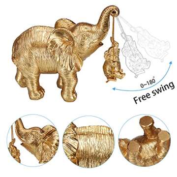 ZJ Whoest Elephant Statue. Gold Elephant Decor Brings Good Luck, Health, Strength. Elephant Gifts for Women, Mom Gifts. Decorations