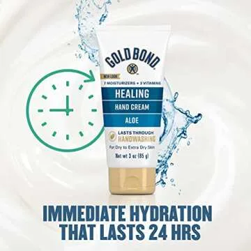 Gold Bond Healing Hand Cream, With Aloe, Hand Lotion for Dry Skin That Lasts Through Handwashing, 3 oz. (Pack of 2)