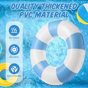 Foilswirl 1 Pcs 47.24 Inch Swimming Ring Jumbo Pool Floats Striped Pool Rings Inflatable Tube Pool Tube for Adult Swimming Pool Summer Beach Bachelorette Wedding Party Decor