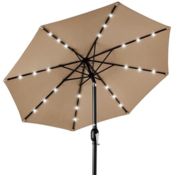 Solar LED Lighted 10ft Patio Umbrella for All Occasions