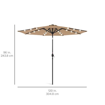 Solar LED Lighted 10ft Patio Umbrella for All Occasions