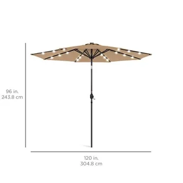 Solar LED Lighted 10ft Patio Umbrella for All Occasions