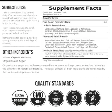 Flora Biome Probiotic & Prebiotic – 10 Strains, Organic, 16 oz