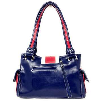 Texas West American Flag Rhinestone Women's Handbags Purse Wallet Set in Multi-Color (American Buckl...