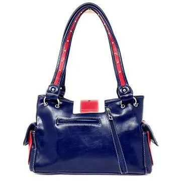 Texas West American Flag Rhinestone Women's Handbags Purse Wallet Set in Multi-Color (American Buckl...