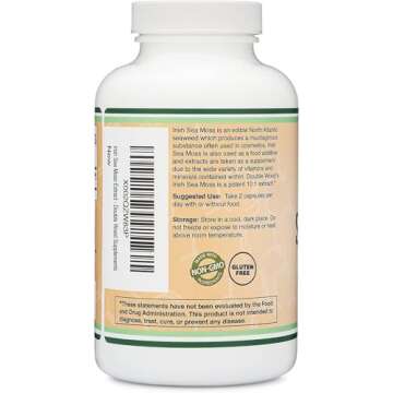 Nutrient-Rich Irish Sea Moss Capsules for Wellness 180 Count
