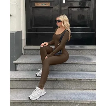 OQQ Women's Ribbed Workout Romper for Active Style