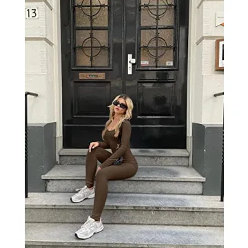 OQQ Women's Ribbed Workout Romper for Active Style