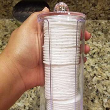 BBDOU Cosmetic Cotton Pad Holder, Makeup Cotton Rounds Holder Makeup Removers, Acrylic Cosmetic Cotton Pad Organizer Container Dispenser Storage Display Rack