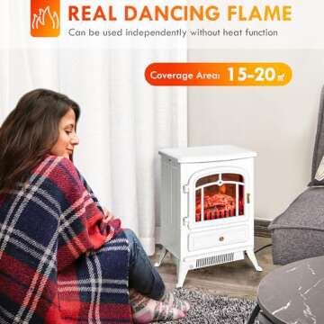 HOMCOM 22" Electric Fireplace Heater with Realistic Flames