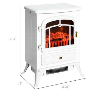 HOMCOM 22" Electric Fireplace Heater with Realistic Flames