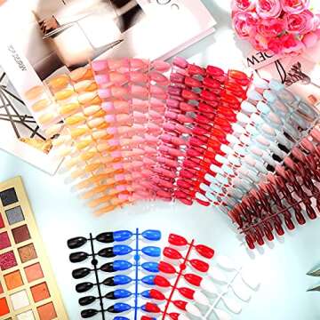 Maitys Almond Press on Nails 864 Pcs Short Glossy False Nails Full Cover Fake Nails Colorful Artificial Nails Solid Color Fake Nail for Women Girls Nail Salon Decorations, 36 Colors